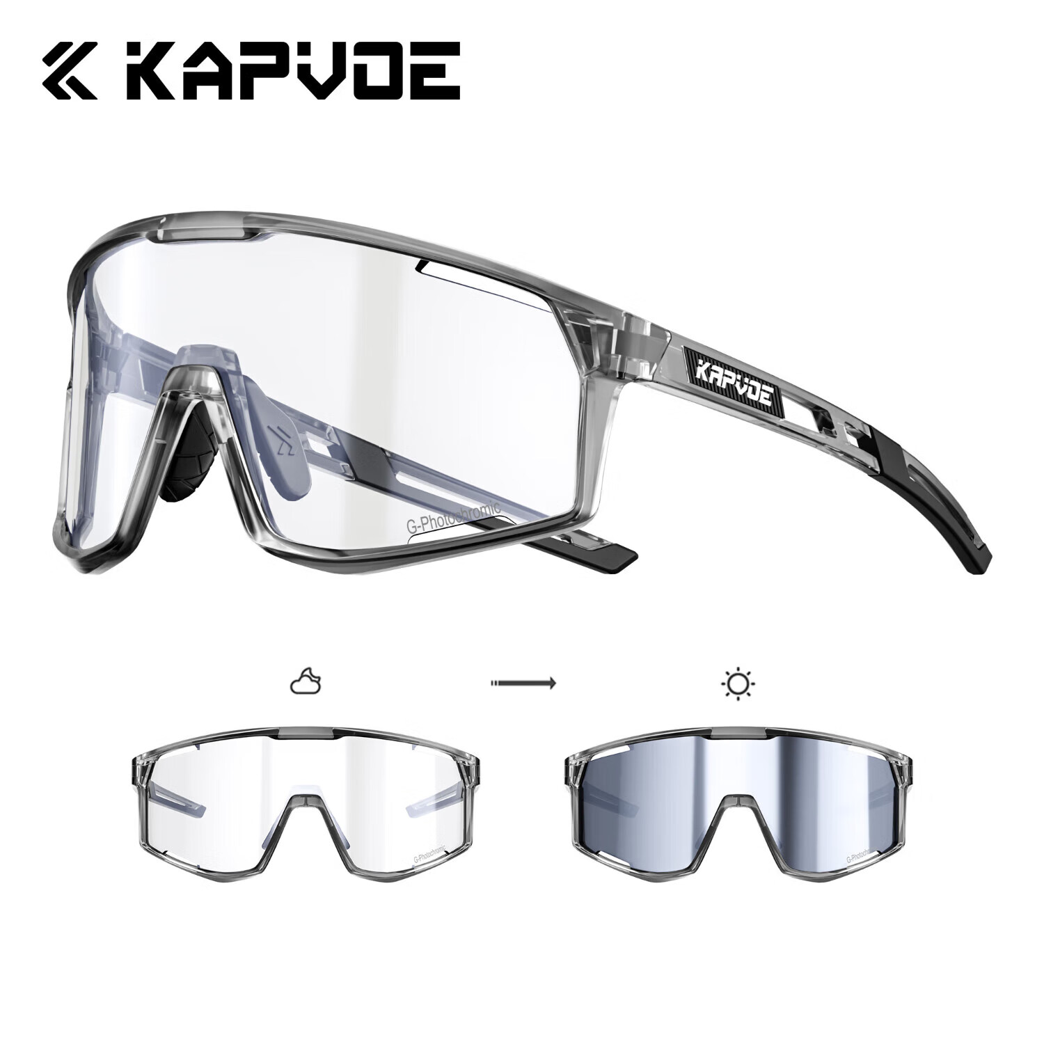 KAPVOE Zhumu Photochromic Cycling Glasses Outdoor Sports Bicycle Protective Day and Night Goggles