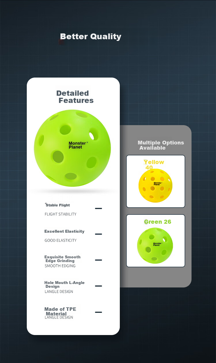 Monsterplanet Pickleball Ball, USAPA Certified, for Indoor And Outdoor Competition Training And Official Matches 3
