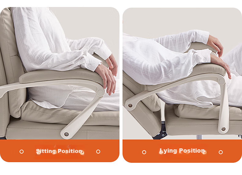 Guquan C733 Milk White Ergonomic Office Chair for Home, Long Sitting, Study, Dormitory And Study Room - Reclining 9