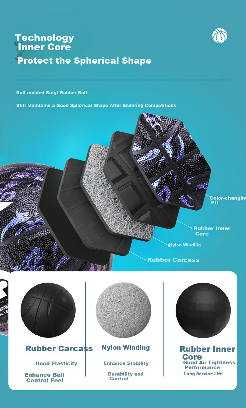 LI-NING Basketball Size 7 Adult PU Graffiti Design Indoor Outdoor Game Children Student Training Basketball LBDV210-3 7