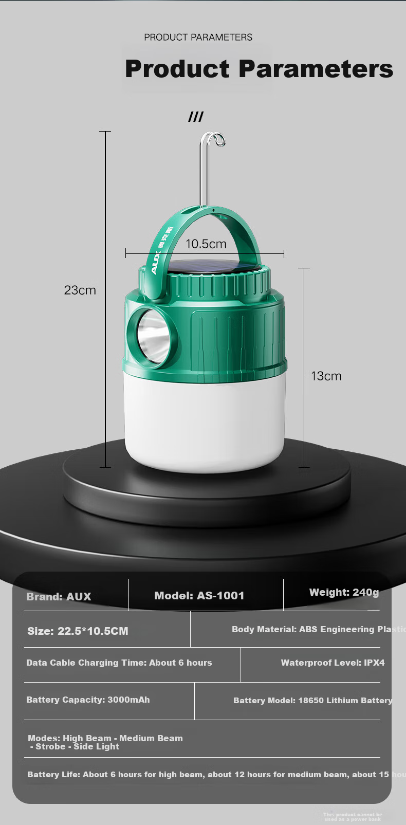 Aokesi Solar Camping Light, Long-Lasting Outdoor Rechargeable Illumination for Tents, Ambient Light for Night Markets And Stalls 12