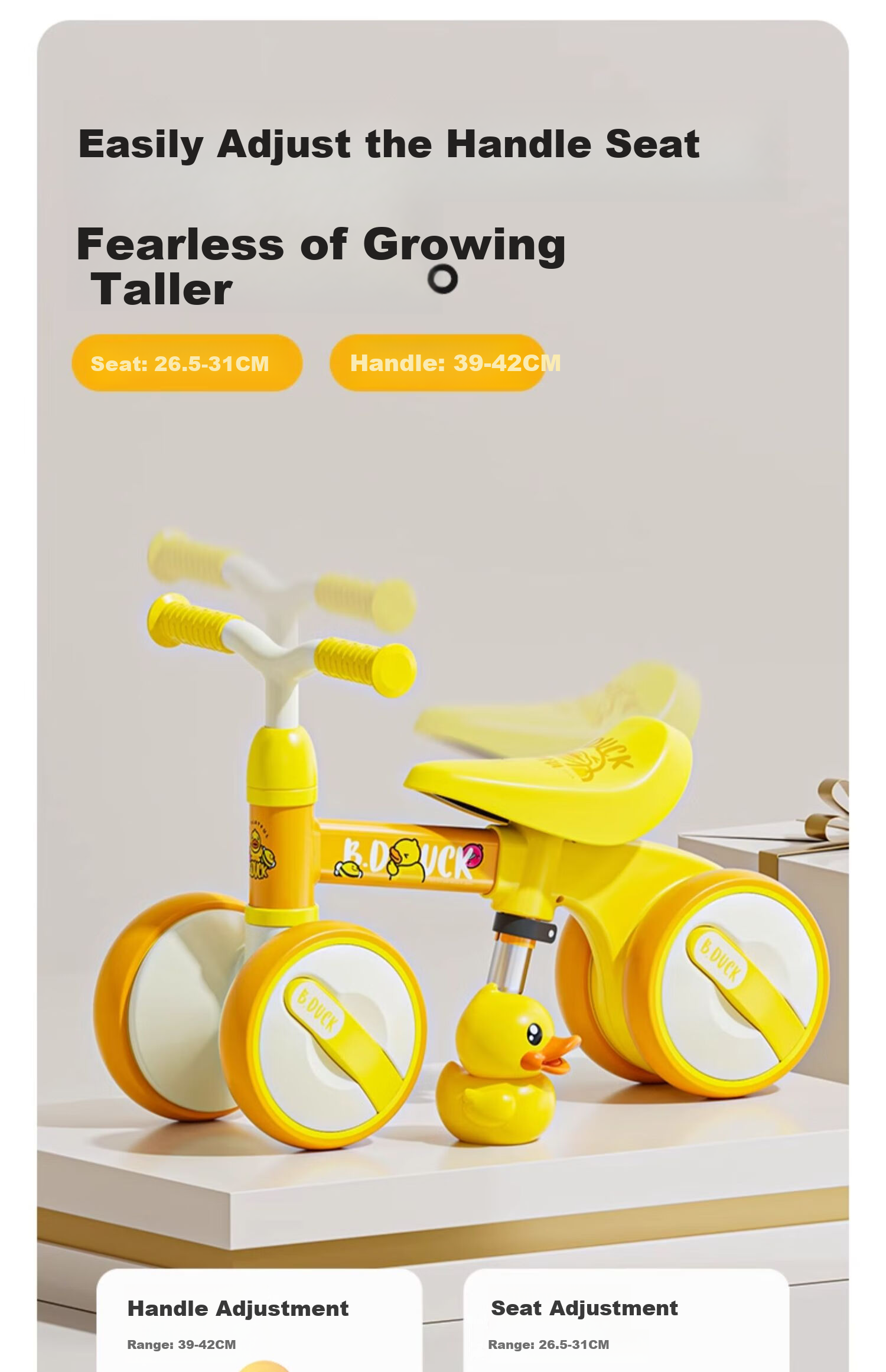 Lede Little Yellow Duck Children's Balance Bike, Four Wheels, for Ages 1-3, Gliding And Stepping Bike, Gift for Boys And Girls on Their First Birthday, 1025 5