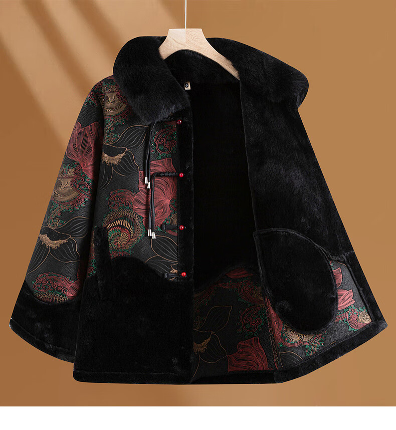 Fengxiao Stylish Winter Coat for 50-60 Year Old Middle-aged and Elderly Women, High-end Plus Size Autumn and Winter Outerwear for Mature Ladies 5