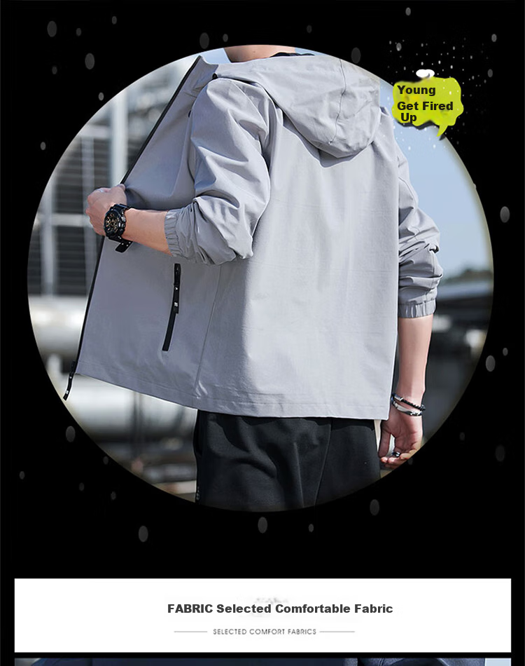 TUCANO Men's Jacket, Spring And Autumn Season, Trendy Loose-Fitting Hooded Simple Versatile Windproof Casual Outerwear for Me 2