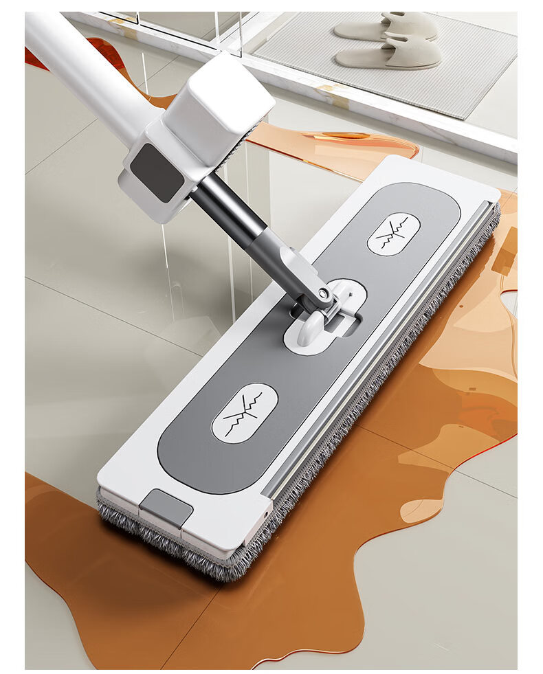 Mayflower Flat Mop 42CM with 138CM Handle, 2 Cloths, Built-in Water Scraper, Hands-Free Wash, Dual Wet and Dry Use 17