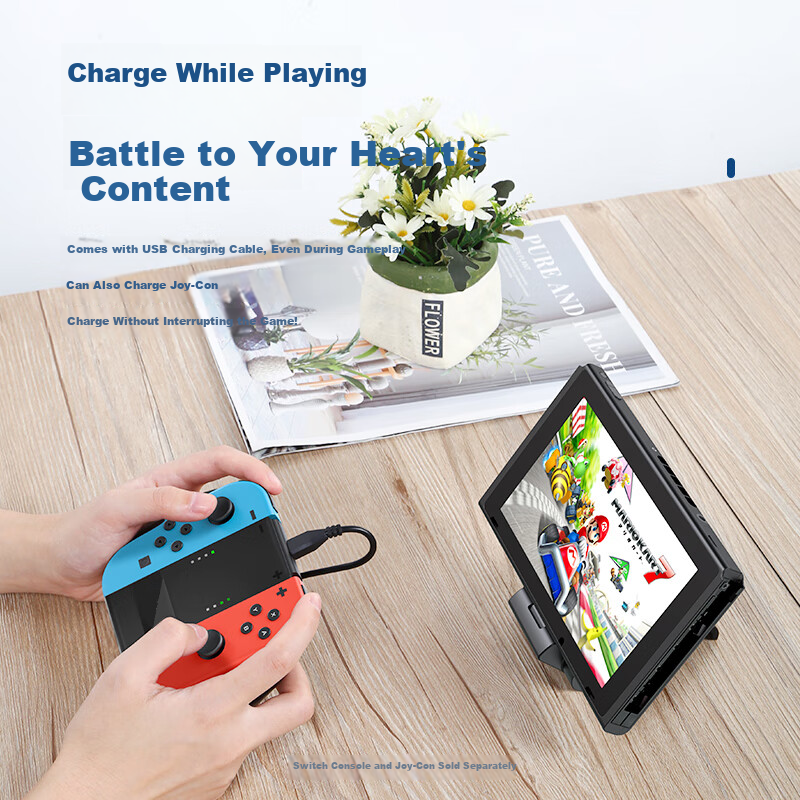 Yisika Switch Game Controller Charger, Play While Charging, Joy-Con Controller with Non-Slip Grip, Compact And Portable, Mobile Game Accessory, E-Sports Switch Accessory