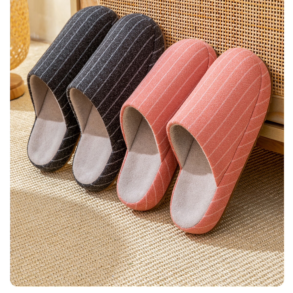 TZLDN Men’s Cotton Slippers with Beef Tendon Sole 2025 Autumn Winter Indoor Non-Slip Warm High-End Couple’s Cotton Shoes Men’s Version 2