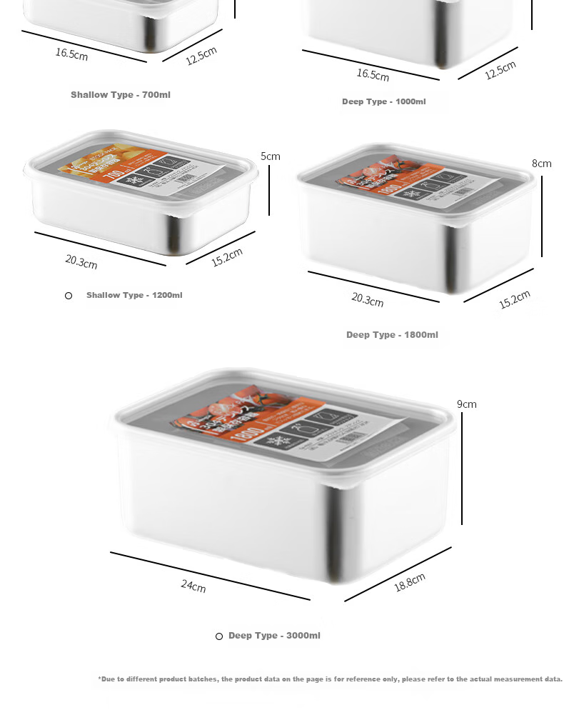 KATEI STORY Japanese 304 Stainless Steel Food Storage Container, Food-Grade Refrigerator Fresh-Keeping Freezer Storage Box, Meat Prep Container, Portioning Box 23