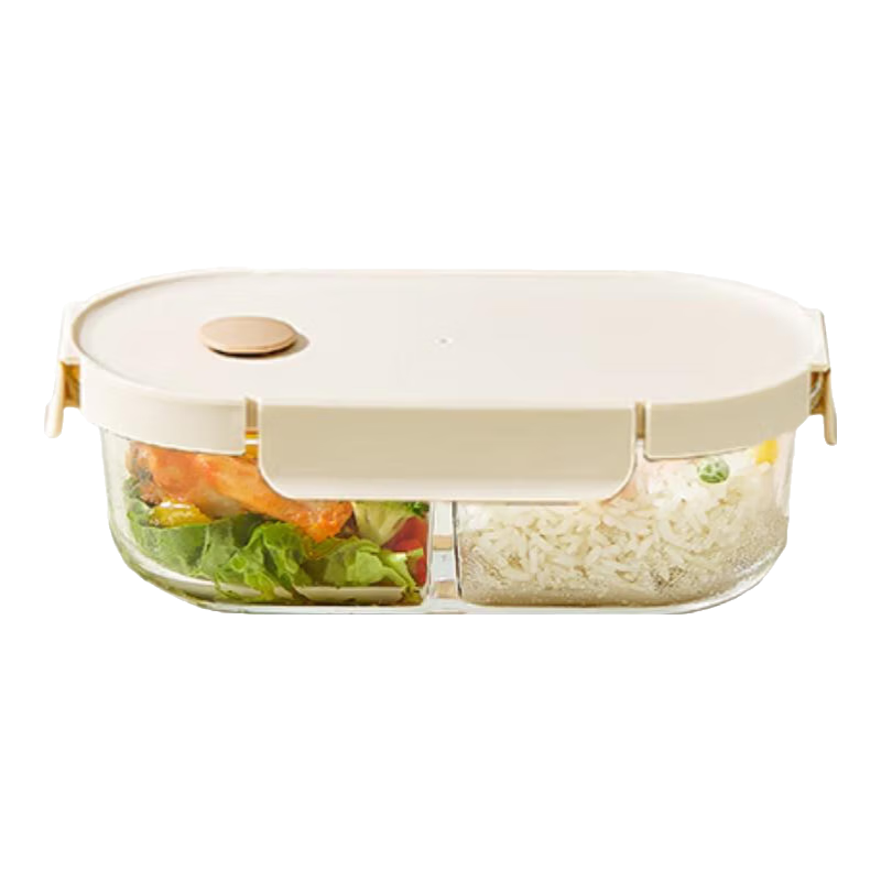 Cilock Heat-Resistant Glass Lunch Box Microwave Safe Food Container with Compartments Insulated Bento Box for Office Workers and Students