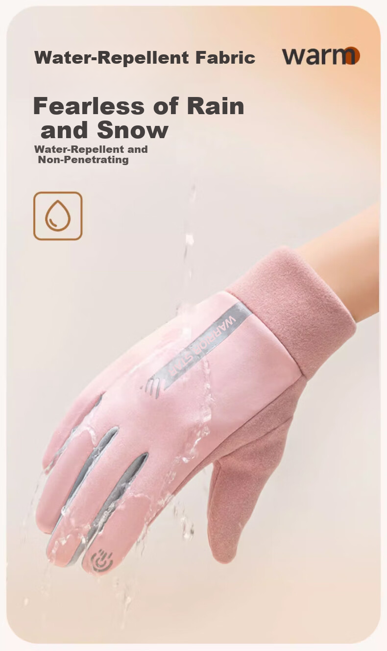 Huili Women's Gloves for Autumn And Winter, Warm Fleece-Lined, Suitable for Electric Motorcycles And Bicycles, Cold-Proof, Non-Slip, Touchscreen Compatible, Sports Cotton Gloves for Me 5