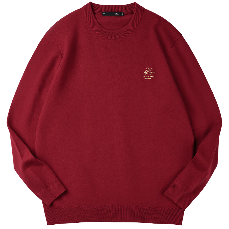 HLAHLA Men's Knitted Sweater 25 Year of the Horse New Year Series Crew Neck Printed Sweater Autumn