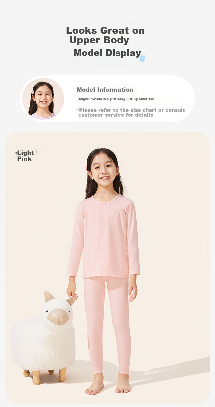 Jiusuiban Children's Thermal Underwear, Girls' Autumn And Winter Fleece-Lined Thin School Uniform Base Layer Cotton Sweater Pajamas Pants, Big Kids Autumn Clothes And Pants 9