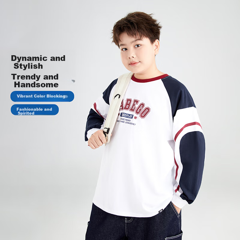 Футболка с длинным рукавом Xiaozhutuoni для мальчиков, хлопковая, для осени, для детей 6-15 лет, для подростков, с принтом
