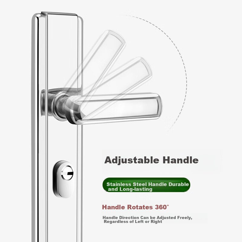 Chugong Anti-Theft Door Lock, Main Door Panel Handle, Entrance Door Handle, Universal Anti-Theft Door Handle (Without Lock Cylinder Or Body) 2