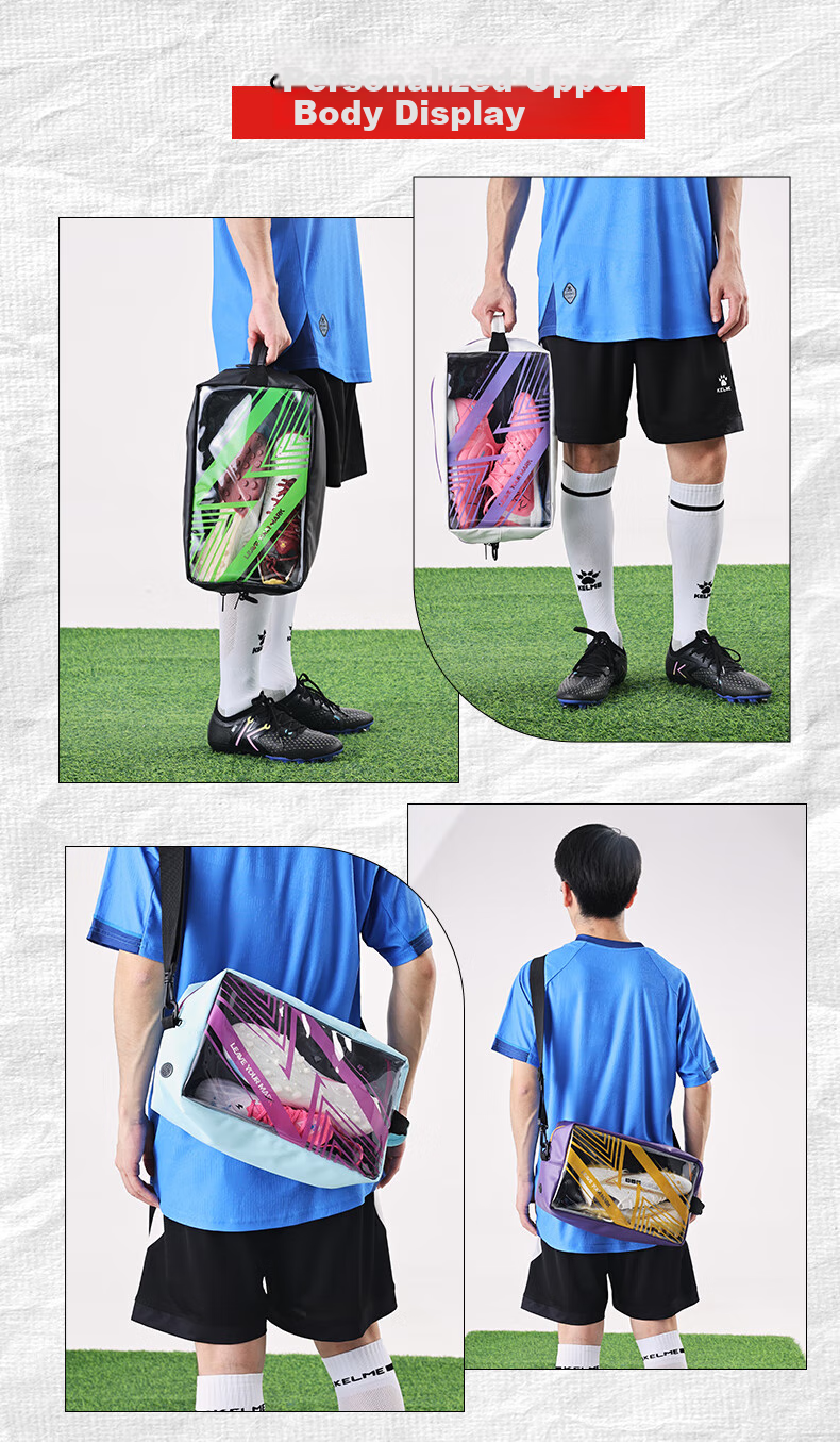 KELME Soccer Training Large Capacity Crossbody Bag, College Student Spacious Football Shoe Equipment Bag, Blue, One Size Fits All 4