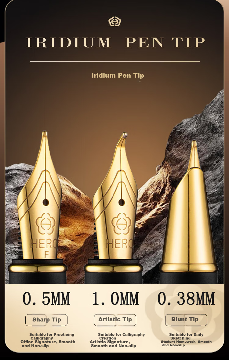 HERO Graduation Gift 3-in-1 Fountain Pen Signature Pen with Fine/Nib/Calligraphy Nib Graduation Student Birthday Gift for Men and Women E522 Moyun Elegant Collection Gift Box 6