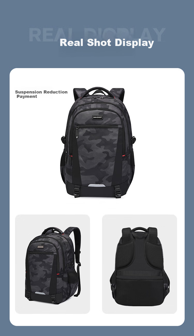 YANGGUANGBADIAN Backpack for Middle School Boys, Lightweight High School And College Students Large Capacity Water-Resistant Travel Backpack Black 15
