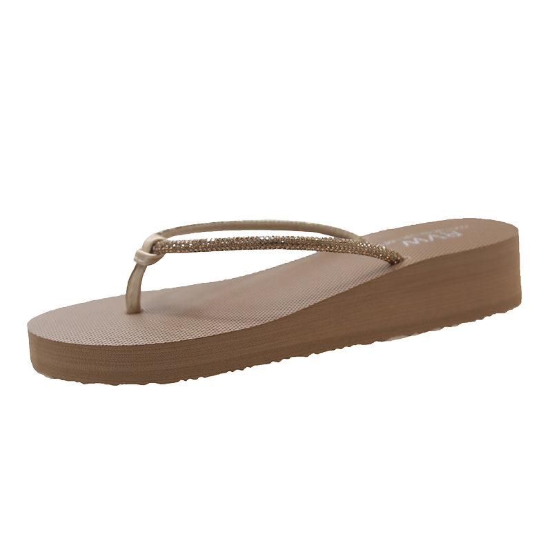FOOTOPPO Women's Mid-Heel Flip Flops Beach Wear Non-Slip Thick Sole Summer Soft Sole Toe-Post Sandals