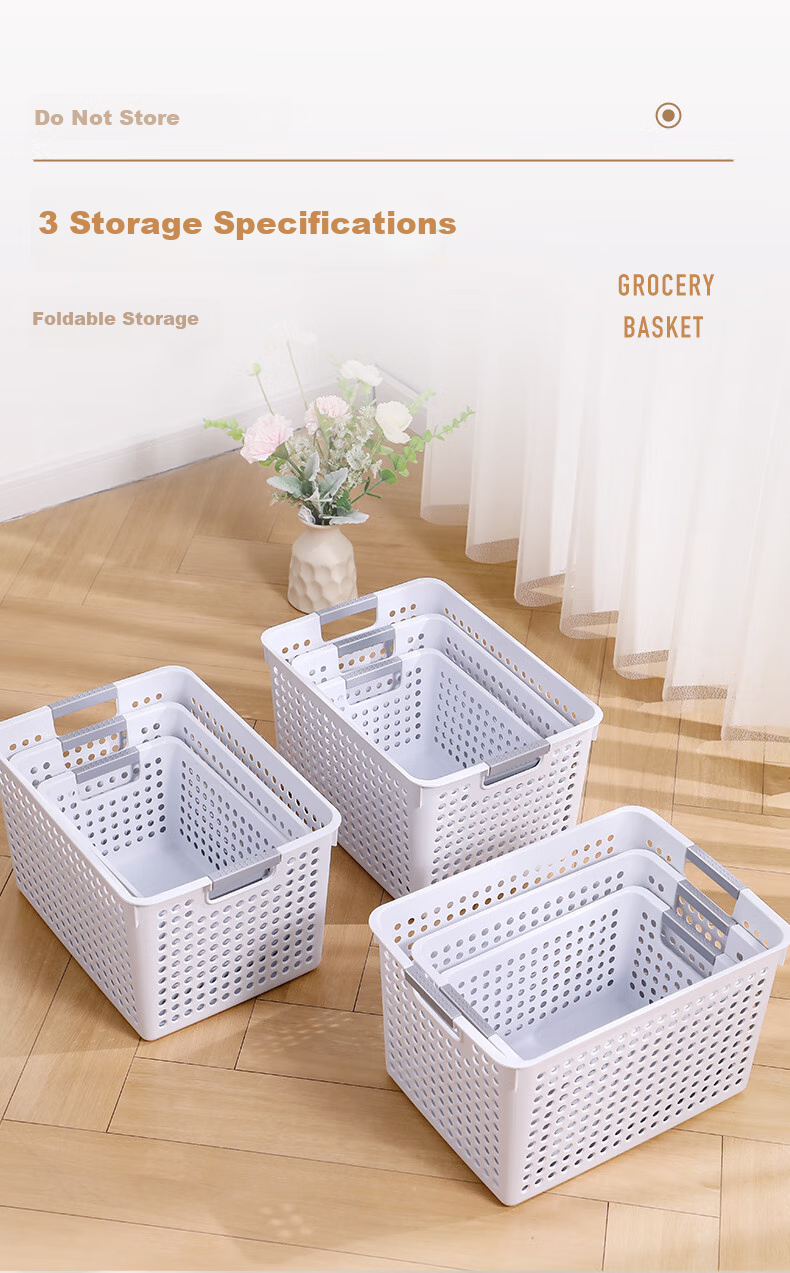 Jiabangshou Desktop Storage Box, Japanese-Style Household Organizer Basket, Kitchen Dorm Office Storage Container, Medium Size, Set of 3 5