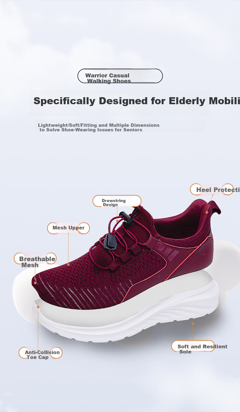 Huili Official Women's Shoes, Elderly Women's Shoes, 2026 Spring New Style Versatile Lightweight Flyknit Women's Shoes, Red, Size 38 2