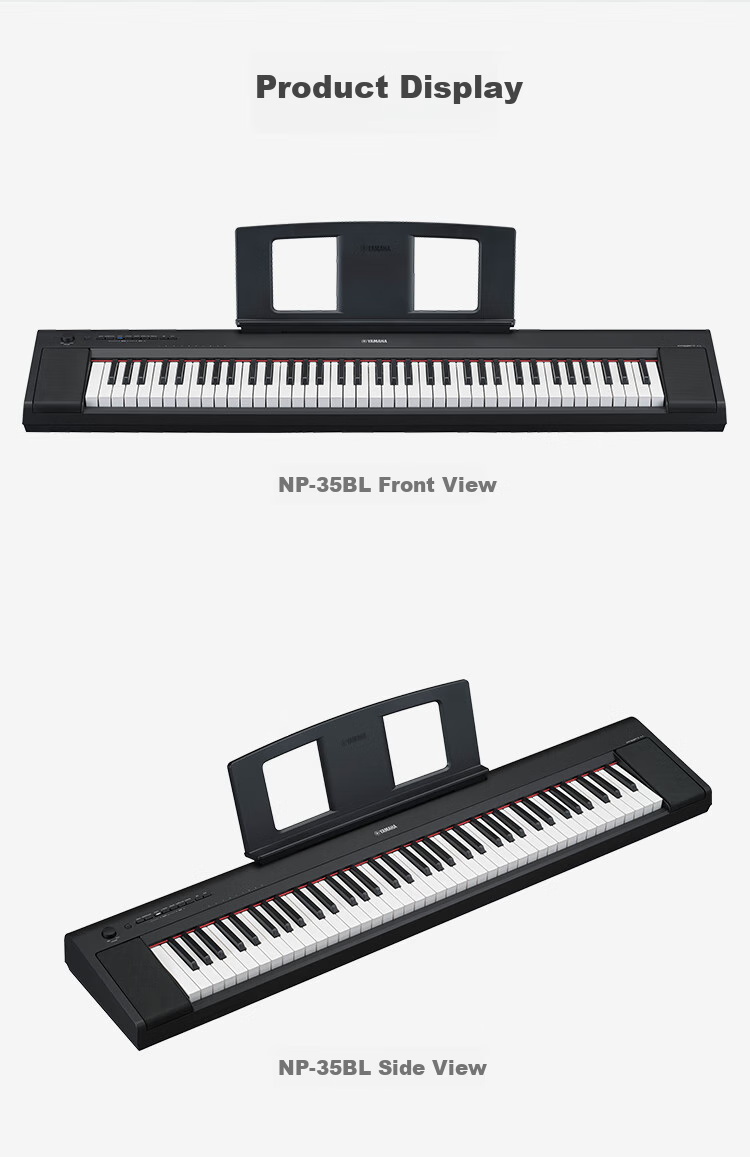 YAMAHA Digital Piano, 76 Weighted Keys, Home Use for Beginners And Children's Teaching, NP35WH White + Wooden Stand + Complete Accessories 15