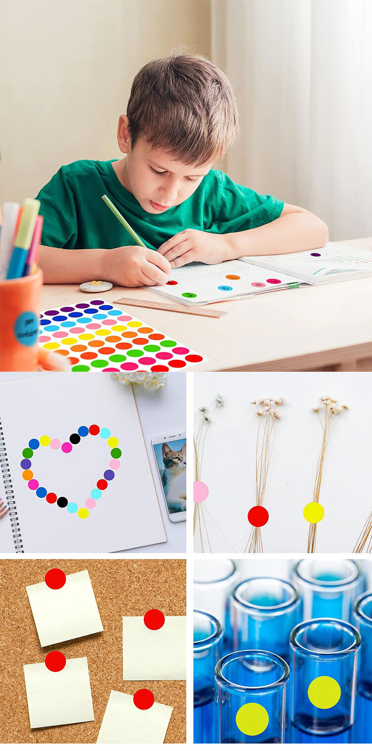 Qiyuan Colorful Polka Dot Adhesive Labels Kindergarten Color Handwritten Blank Round 19mm Seal Stickers Creative Stickers - Style D (10 Colors, 420 Pieces) 4