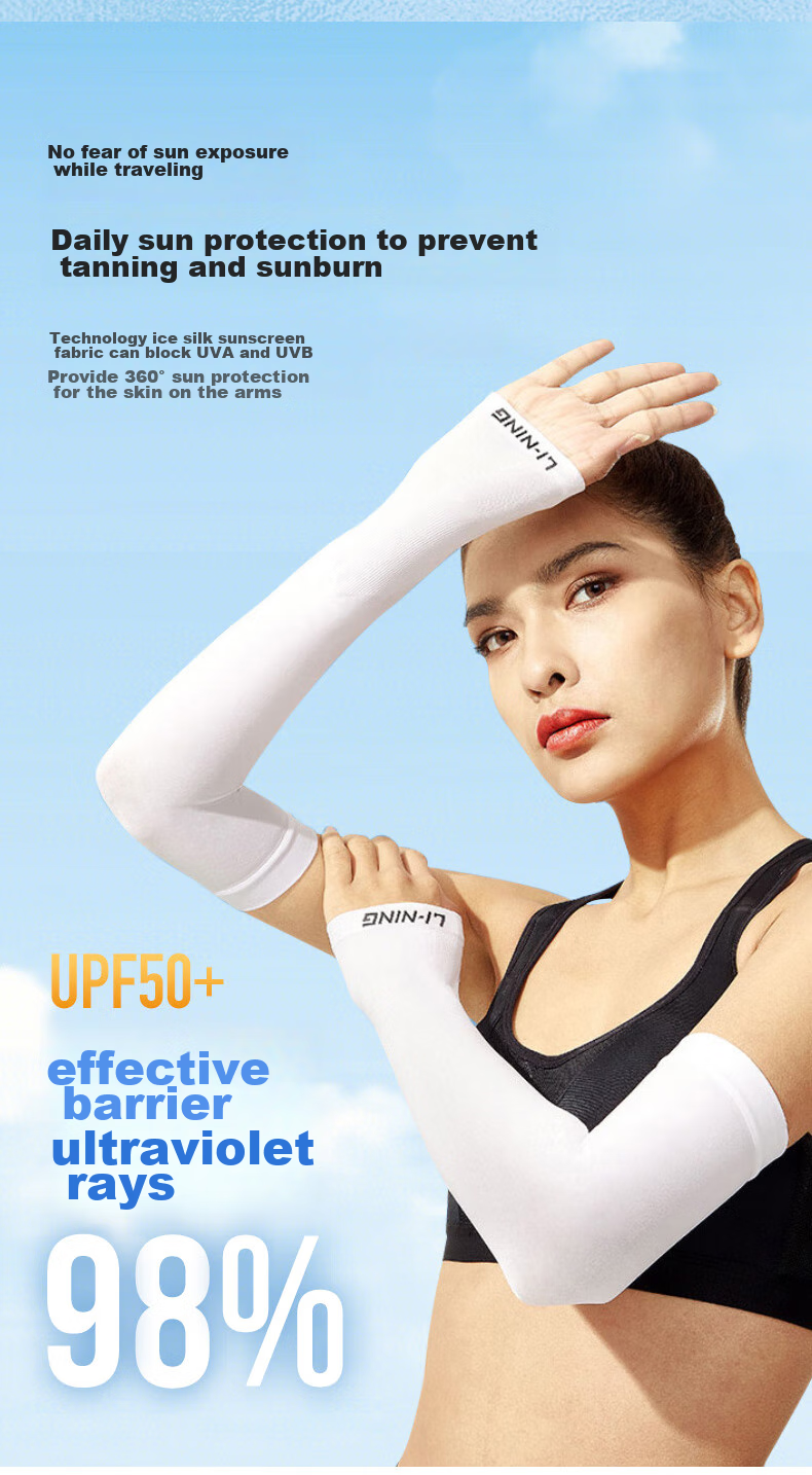 Li-Ning Ice Sleeves, Sun Protection Arm Sleeves for Men And Women, Summer Ice Silk Arm Sleeves, Cycling Sports Arm Guards, Outdoor UV Protection Sunshade 4