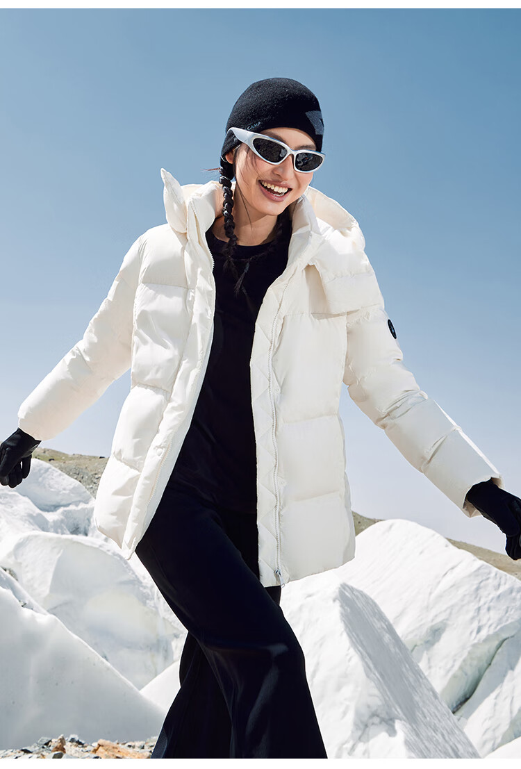 Pioneer Camp Warm Feather Women's Autumn Winter Insulated Windproof Outdoor Hooded Waist-Cinched Mid-Length Thickened Down Jacket 8