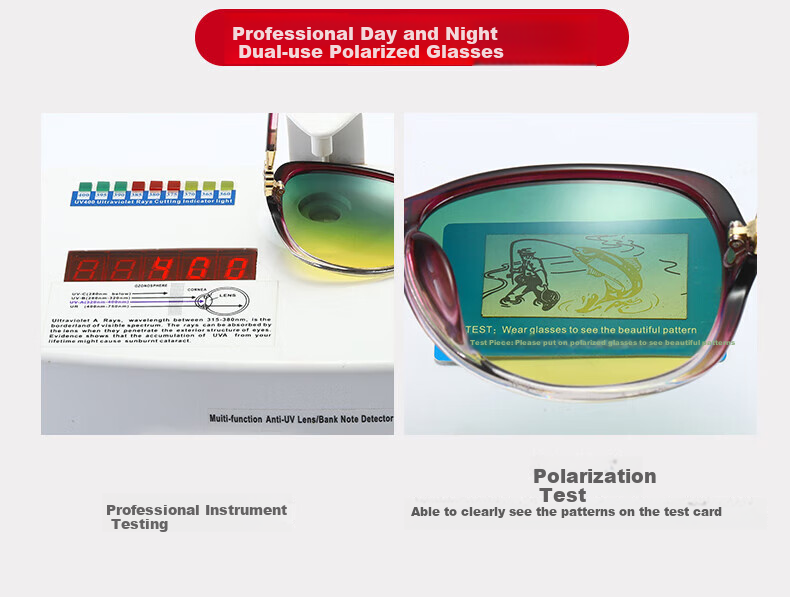 Lafudelu Women's Day And Night Sunglasses for Driving, Anti-UV, Anti-Glare, Polarized Driving Glasses with Reduced Glare for High Beam 6