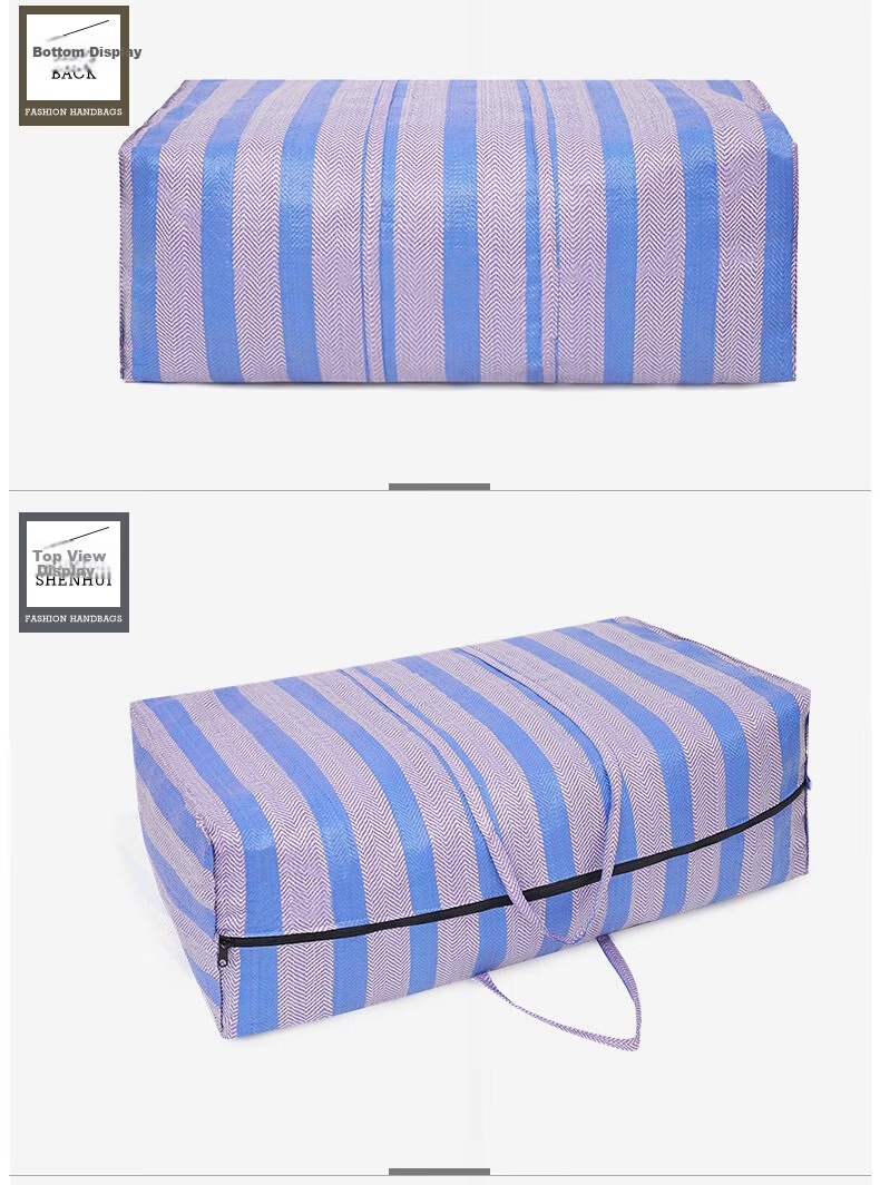 Miaoxinsi PE Woven Bags, Blue And White Plaid Moving Bags, Snake Skin Bags, Packing Essentials, 151L Blue, Pack of 3 15
