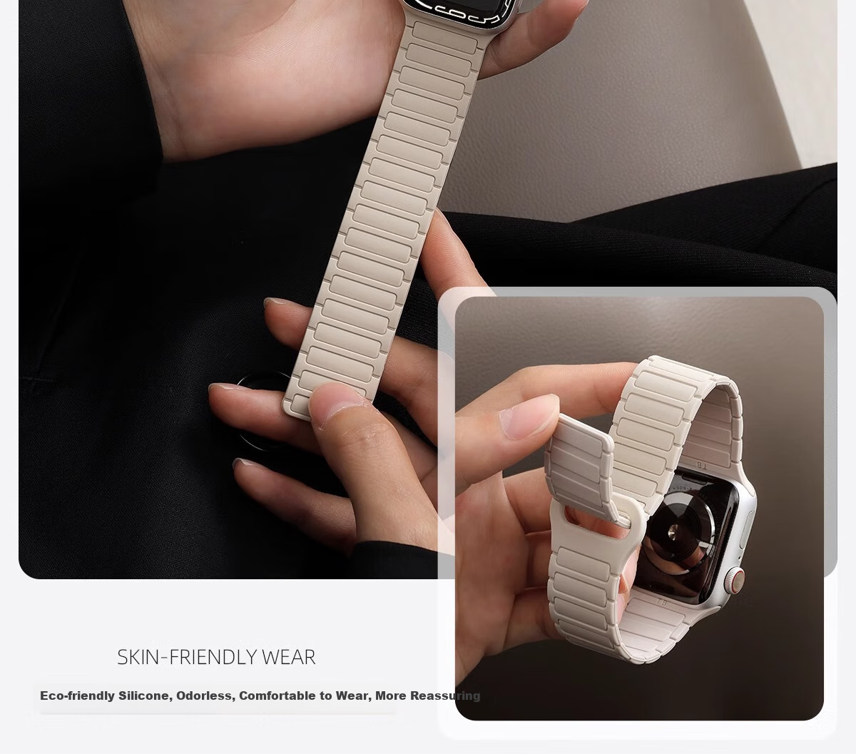 Watchbond Compatible with Apple S12 Watch Band, IWatch S11/s10/9/8 Strap, Upgraded Silicone Magnetic Loop, Ultra4/3/2 Watch Band, 49mm Men's Starlight Strap 25