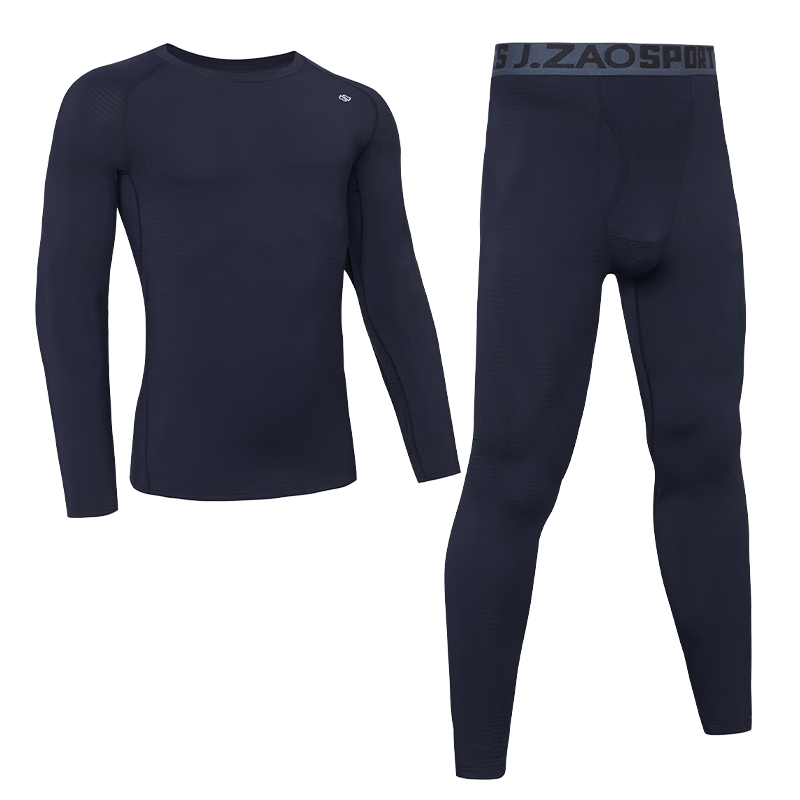 JD Original Far-Infrared Heating Sports Thermal Underwear Set for Men, Autumn And Winter, Sweat-Wicking Quick-Dry, Black XXL