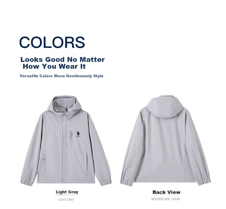 U.S. POLO ASSN. Men's Jacket, Spring And Autumn Business Hooded Jacket, Casual Workwear Loose-Fitting Commuter Outerwear for Me 9