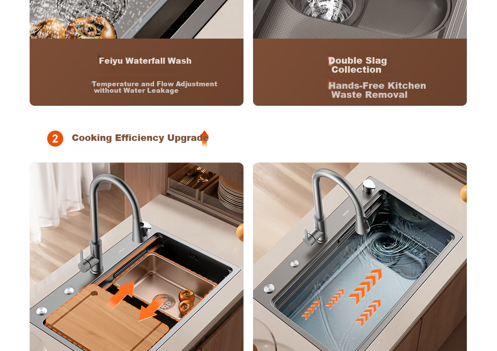 ARROW 3mm Thickened Waterfall Sink, Large Single Basin, Kitchen Vegetable Washing Sink, Dishwashing Sink [Renovation Subsidy 15%] 11