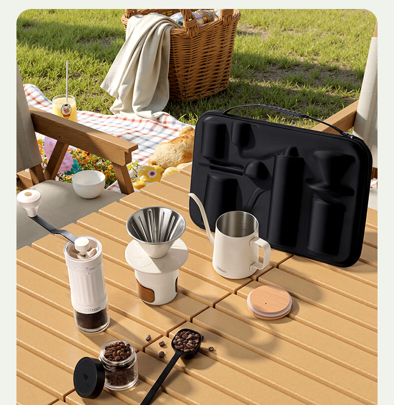 CLITON Pour-Over Coffee Set with Hand Grinder, Coffee Bean Grinder, Coffee Maker, Coffee Pot, Filter Cup, Storage Bag, Gift Box 2