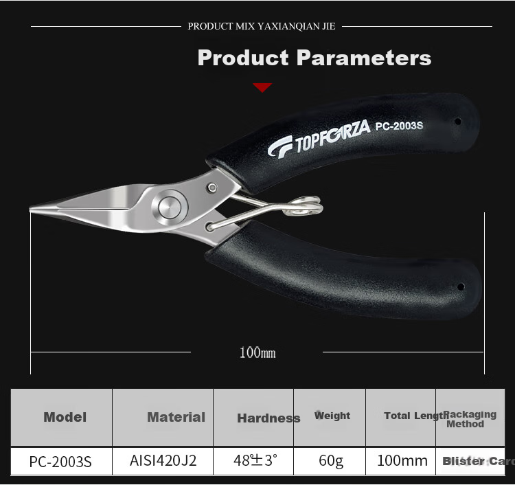 TOPFORZA Needle-Nose Pliers, Small Size, Non-Serrated Wire Cutters, Electrician's Specialized Multi-Functional Mini Wire Cutter, Needle-Nose Pliers PC-2003S 4