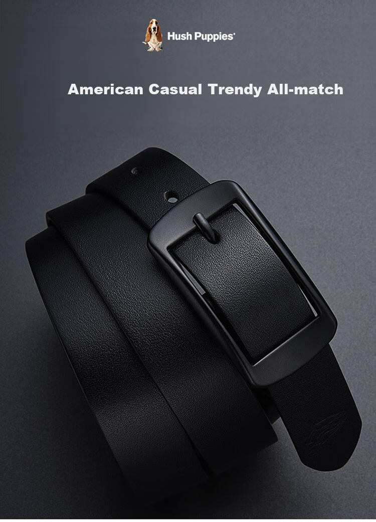 Hush Puppies Pin Buckle Belt for Women, Daily Buckle Top-Grain Leather Ladies' Belt, Trendy Versatile Casual Fashion Birthday Gift 1