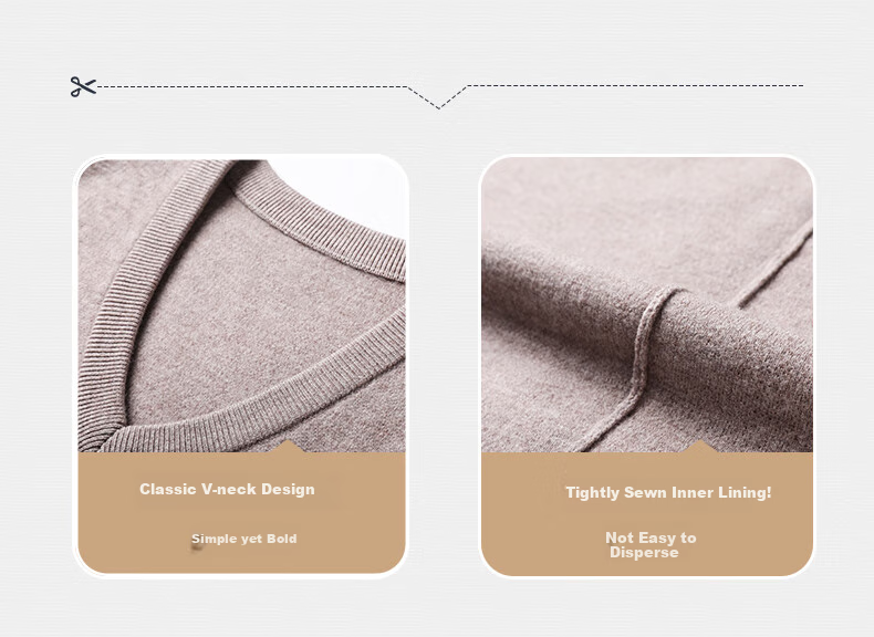 Hengyuanxiang Pure Wool Vest for Men, Autumn Pullover V-Neck Knitted Sweater, Sleeveless Inner Layer for Men's Sweater 3