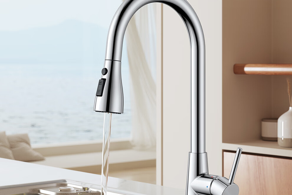 ARROW HY Kitchen Hot and Cold Water Faucet Splash-Proof Rotatable Brass Pull-Out Faucet AE45303CP 1