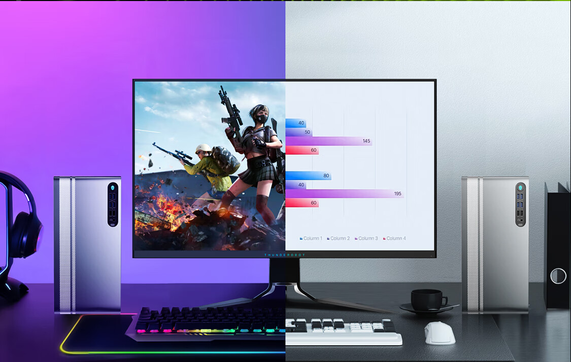 ThundeRobot Black Knight Hunter Blade Designer High-Performance Gaming Office Commercial Desktop Computer E-Sports PC (I5-14400F, 16GB RAM, D5 SSD, RTX5060Ti) 12