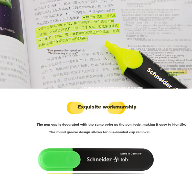 Schneider Large Capacity Highlighter Marking Pen for Colorful Highlighting And Note-Taking, Essential Office Supplies, 1-5mm Classic 4-Color Set 1550 9