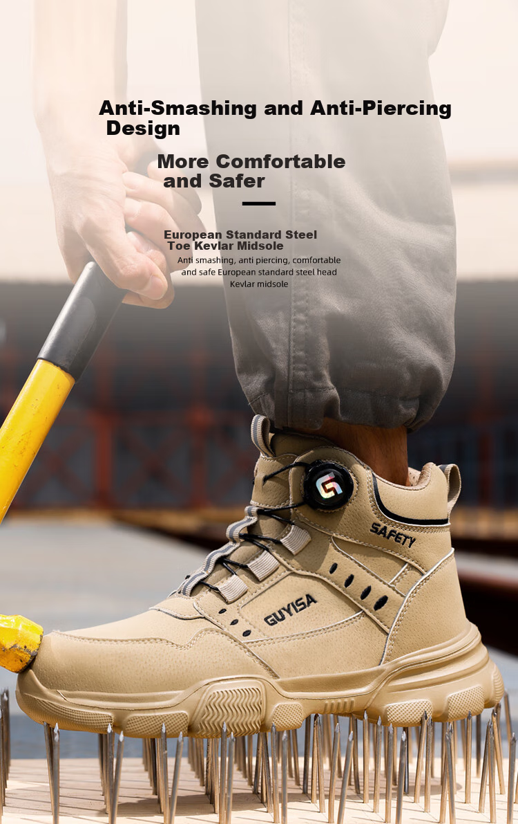Fumeier Safety Shoes for Men, High-Top Steel Toe Cap, Lightweight, Comfortable, Anti-Smashing, Anti-Puncture, Waterproof Work Boots F055 Size 40 4