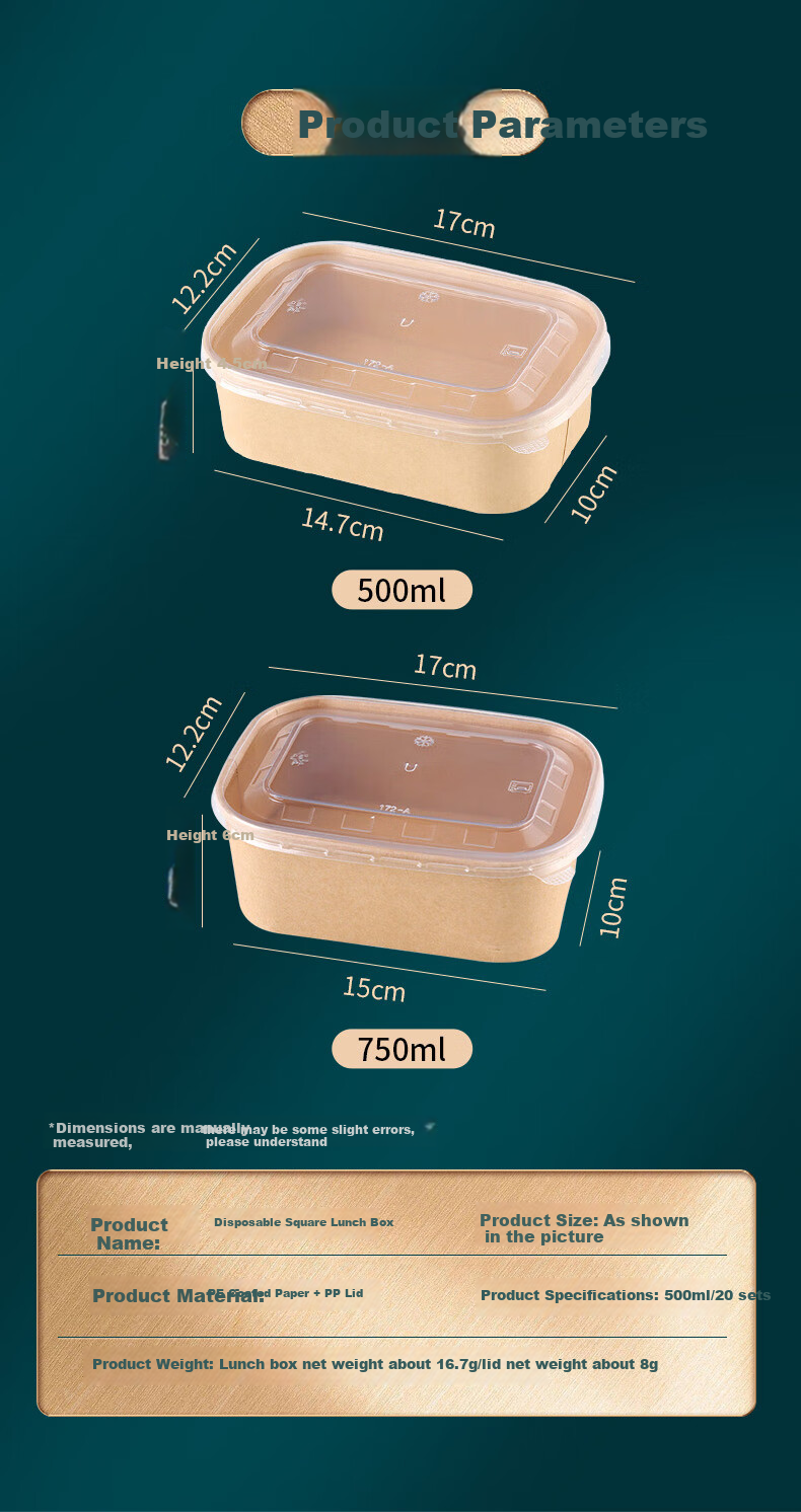 BJ Disposable Food Containers, Round Takeout Boxes, Thickened with Lids, Food Grade, Microwave Safe, 750ml*20 Sets 8