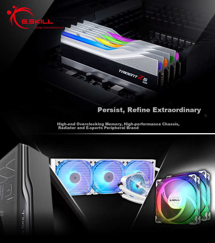 G.SKILL 32GB (16Gx2) Kit DDR5 6000MHz Desktop Memory - Trident Z EXPO Edition RGB Light Bar - Silver/C28 11