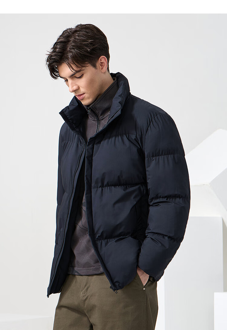 DANCING WOLVES Winter Heavyweight Stand Collar Windproof Warm Thick Men's Cotton Jacket 101 Dark Blue 175 1