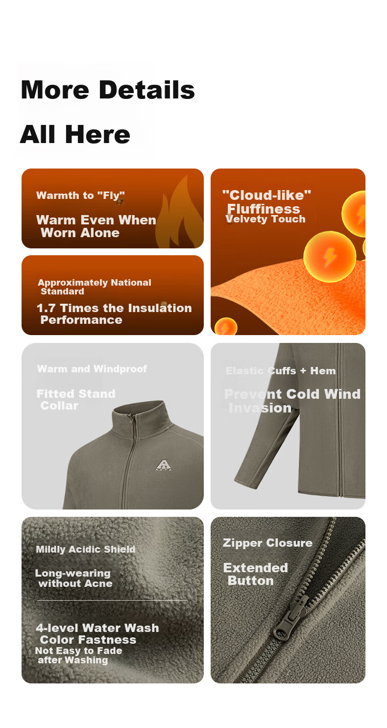 ANTA [Z Ge's Same Style] Fire Shell Fleece Jacket | Earth Shell 3.0 Winter Men's Inner Fleece Stand-Collar Coat 3