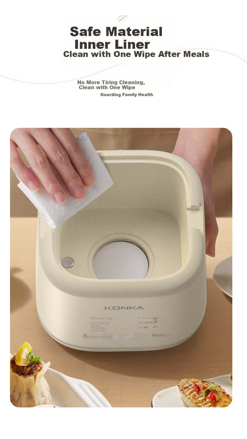 KONKA Egg Cooker, Compact Multifunctional Mini Electric Steamer, Single And Double Layer Breakfast Maker, All-In Egg Custard Machine for One Person, Home Steamer KZDQ-0303 14