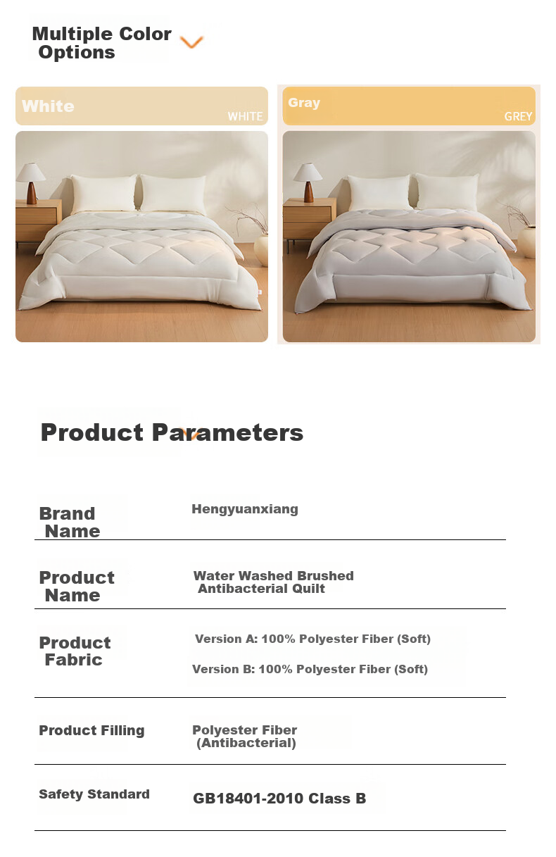 Hengyuanxiang Quilt Fiber Comforter, Antibacterial Brushed Spring And Autumn Quilt, Washable Machine Washable Bedding, 4 Jin (2 Kg), 150*200cm [Milk White] 10