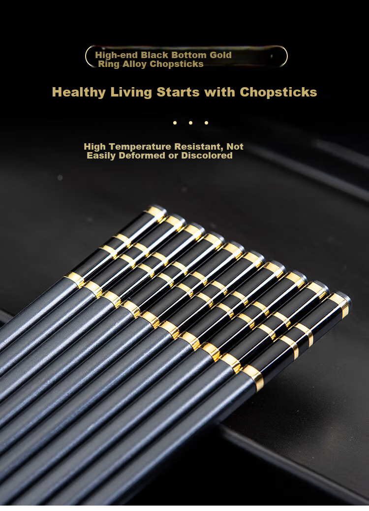Shihua Antibacterial Alloy Chopsticks, Silver Ion Antibacterial Anti-Mold Heat-Resistant Chopsticks, 27cm*10 Pairs, High-Quality Nordic Green Tableware 1