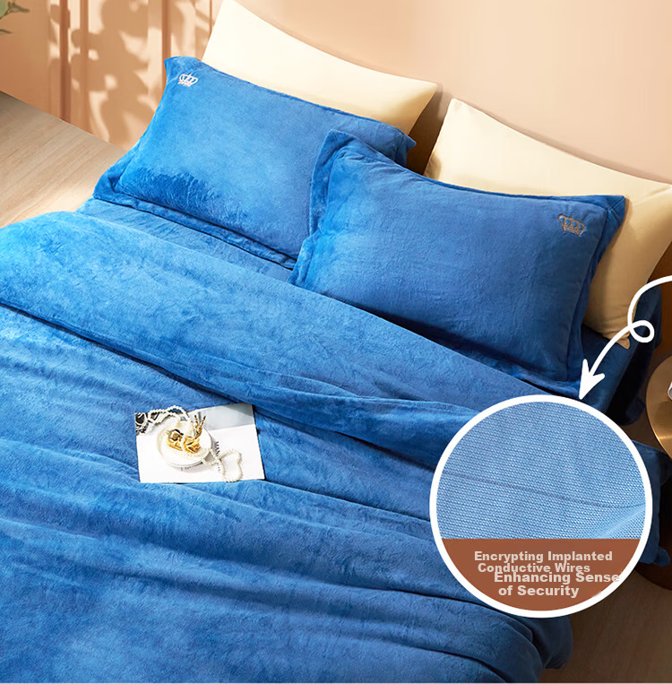 FUANNA Home Textile Four-Piece Bedding Set, Milk Velvet Double-Sided Warm Fleece Anti-Static Bedding Set for Double Bed, Extra Large 230*229cm 7